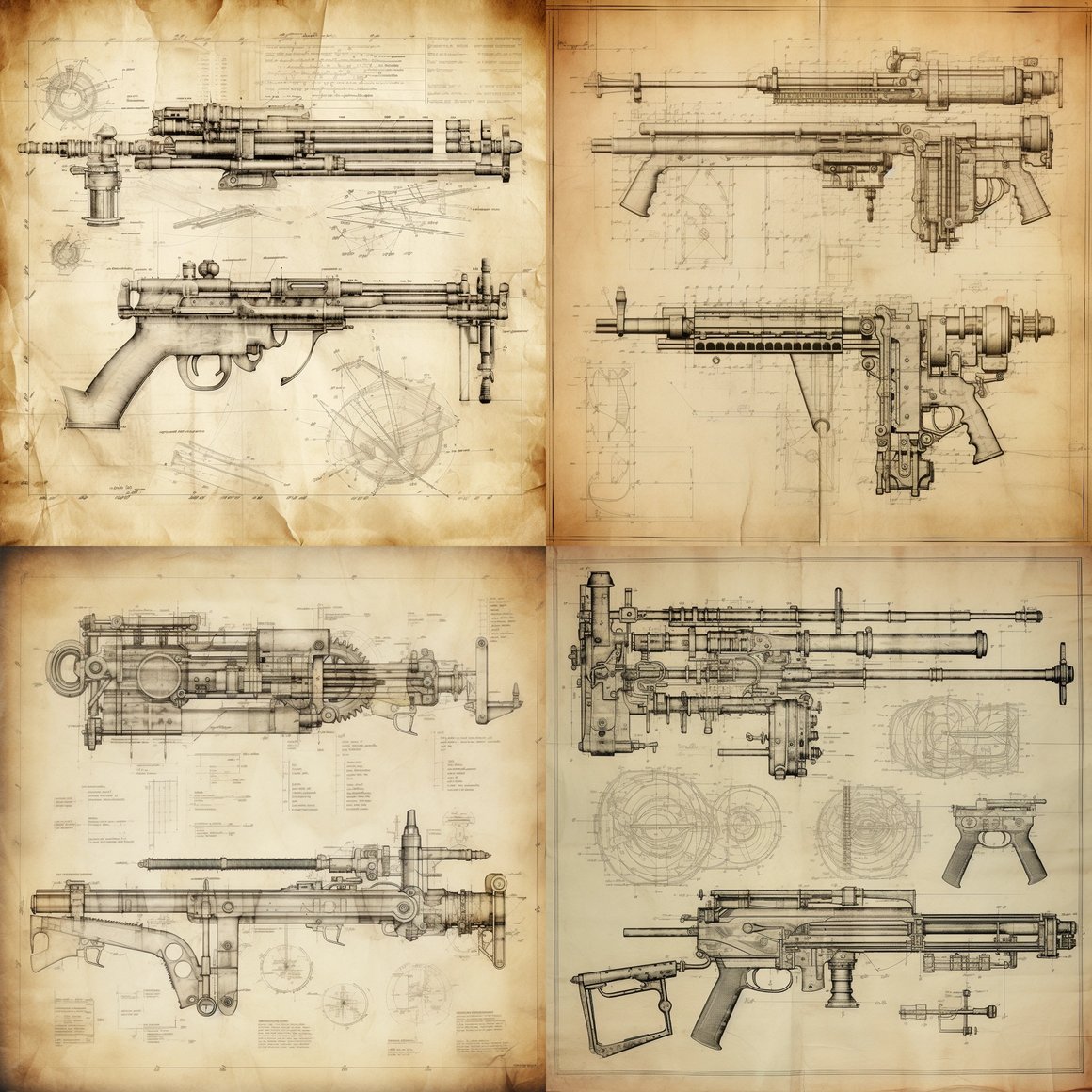 Vintage Thompson M1928 Machine Gun Technical Diagram Illustration Request