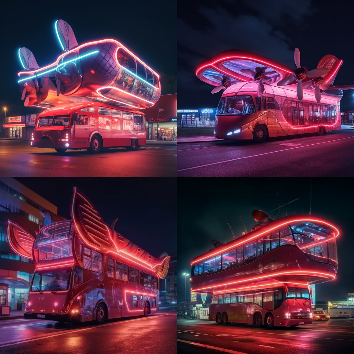 Neon Nights: Aerial Double Decker Adventure