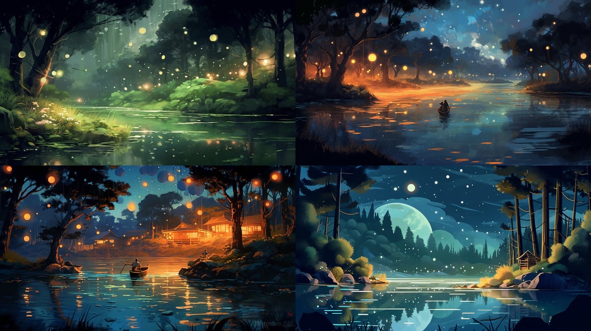 A Traditional Japanese Night Scene