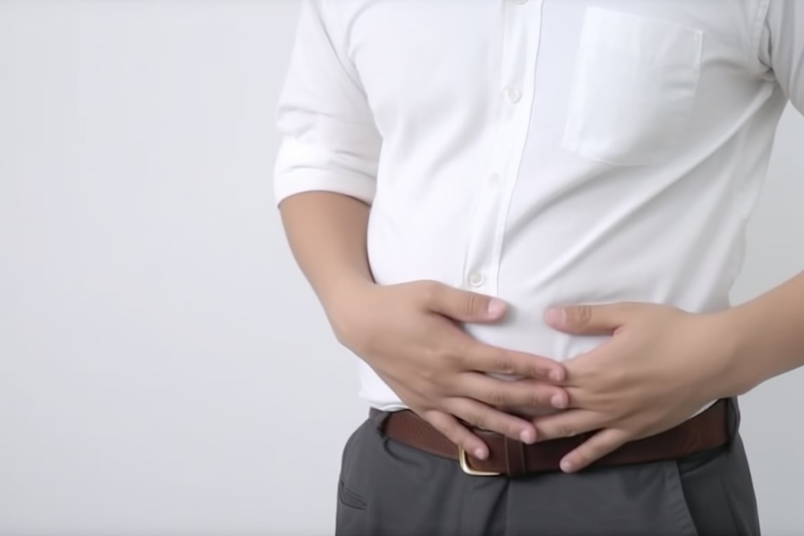 Mid-Trip Agony: Man Struggling With Stomach Pain