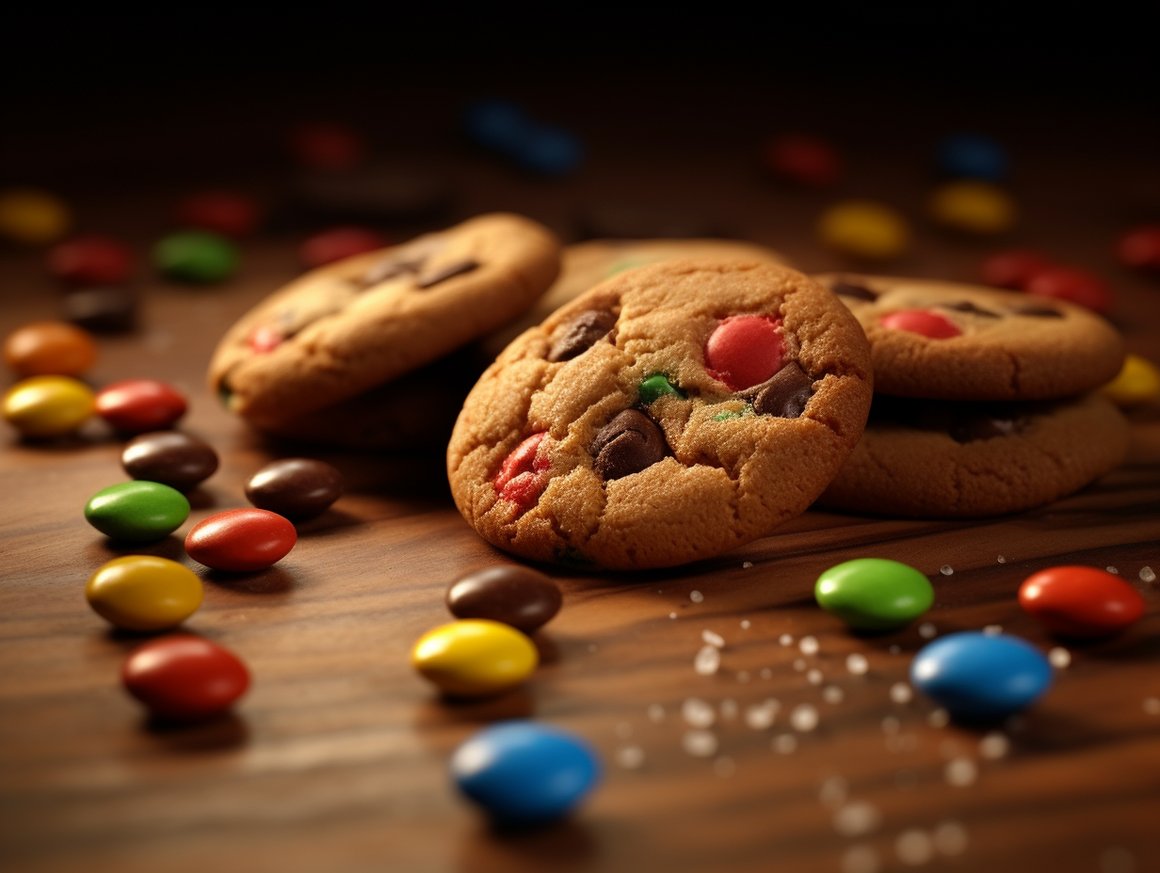 Realistic M&M Chocolate Chip Cookie Wallpaper