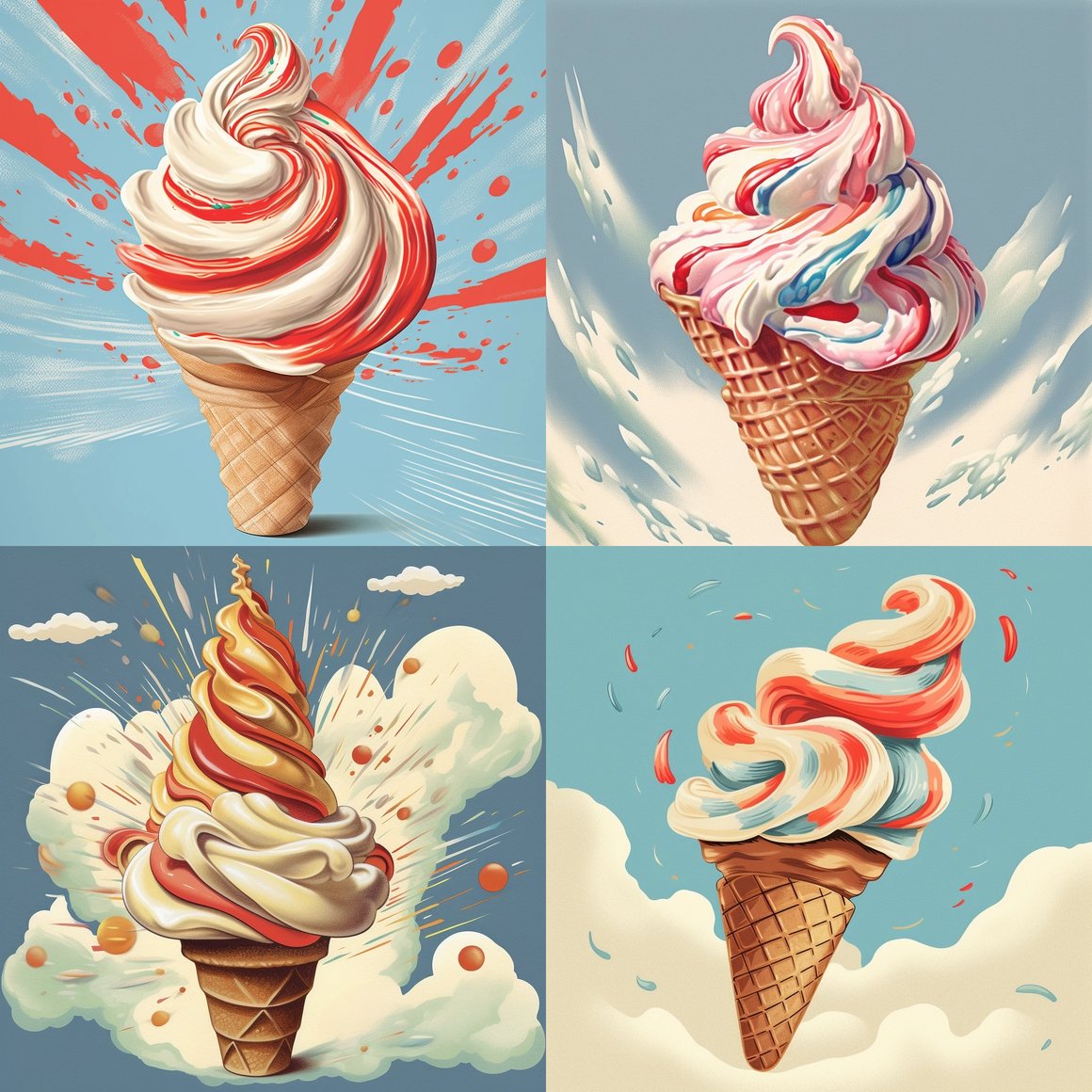Retro Illustrated Ice Cream Advert: A Nostalgic Mid-Journey