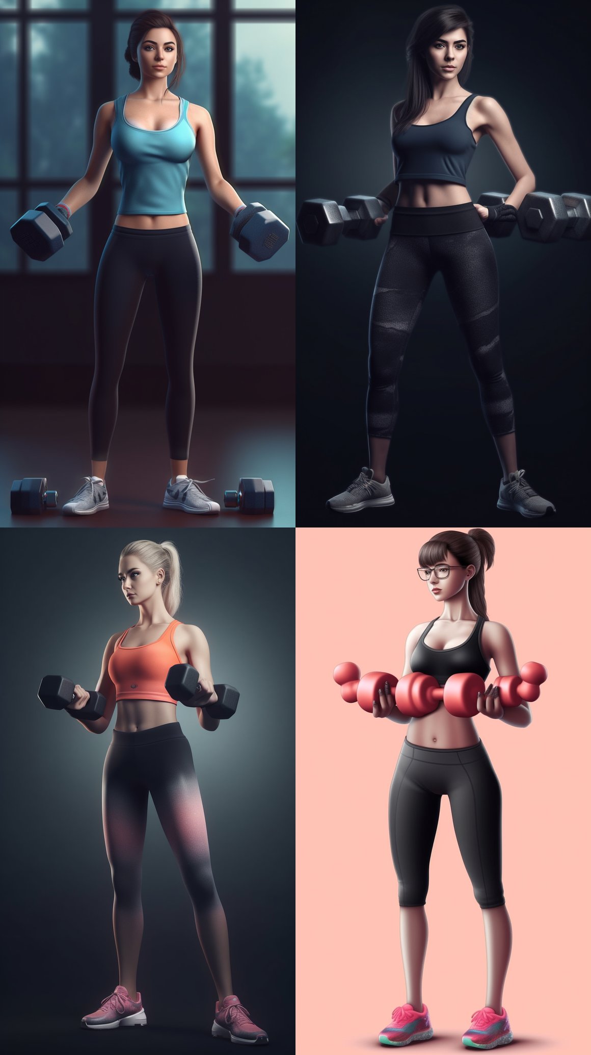 Mid-Workout Determination: Fitness Woman With Dumbbells