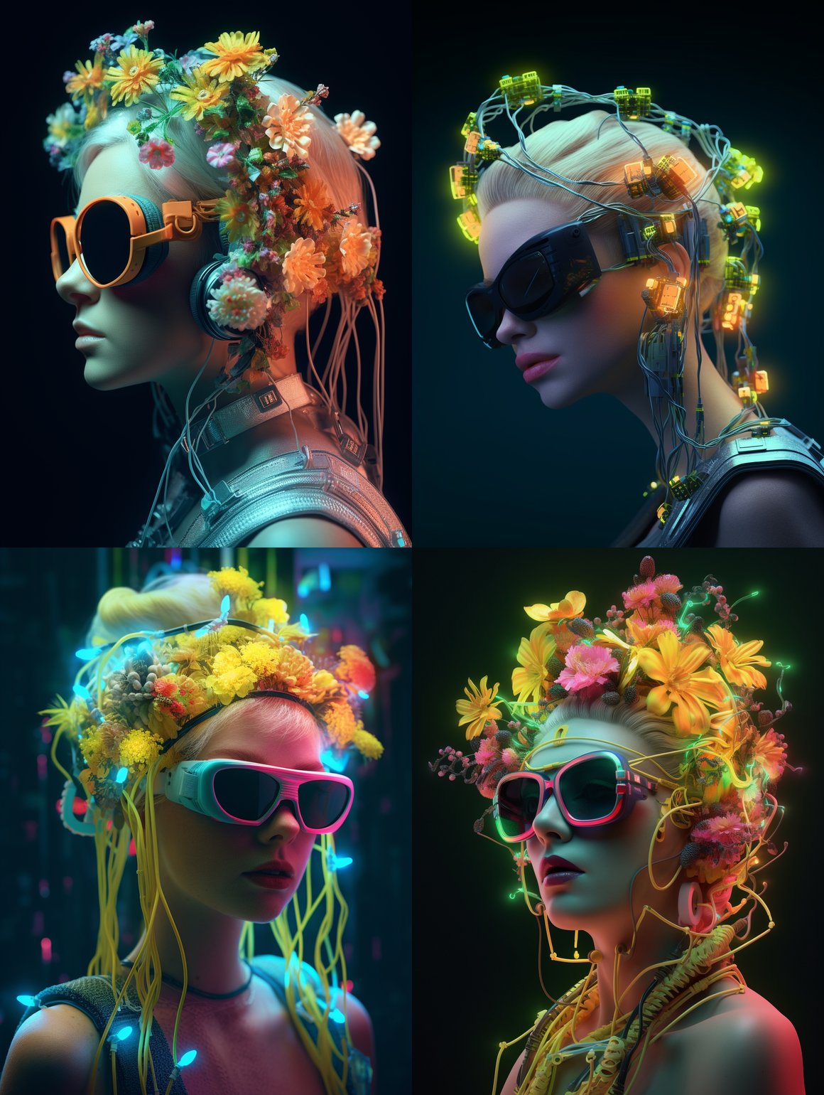 Neon Nostalgia: A Robotic Nature's Blend in 8k 3D