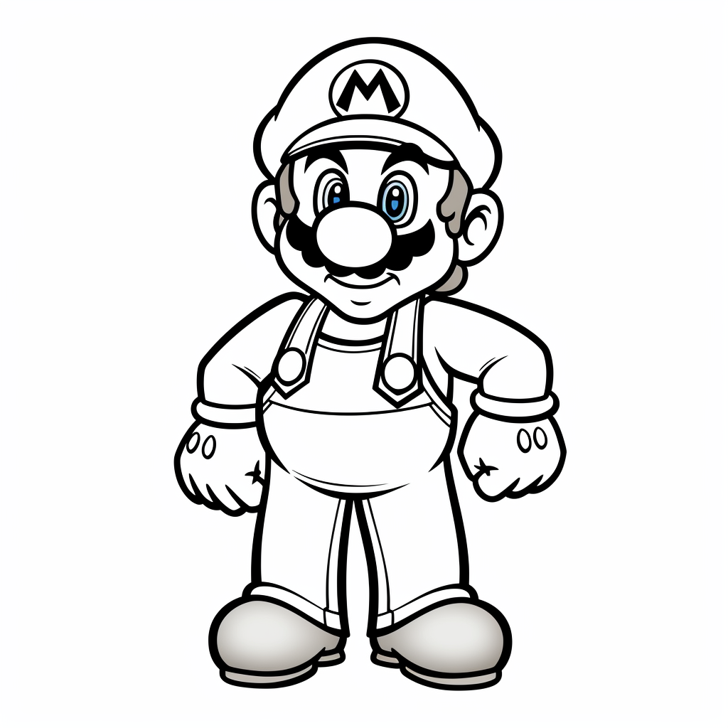 Midway Adventure: A Simple Super Mario Coloring Page Prompt | NeoPrompt