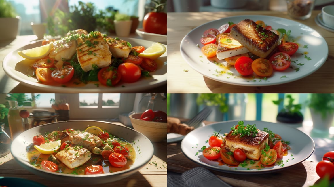 Sunny Mediterranean Lunch - 4K Realistic Cod Dish