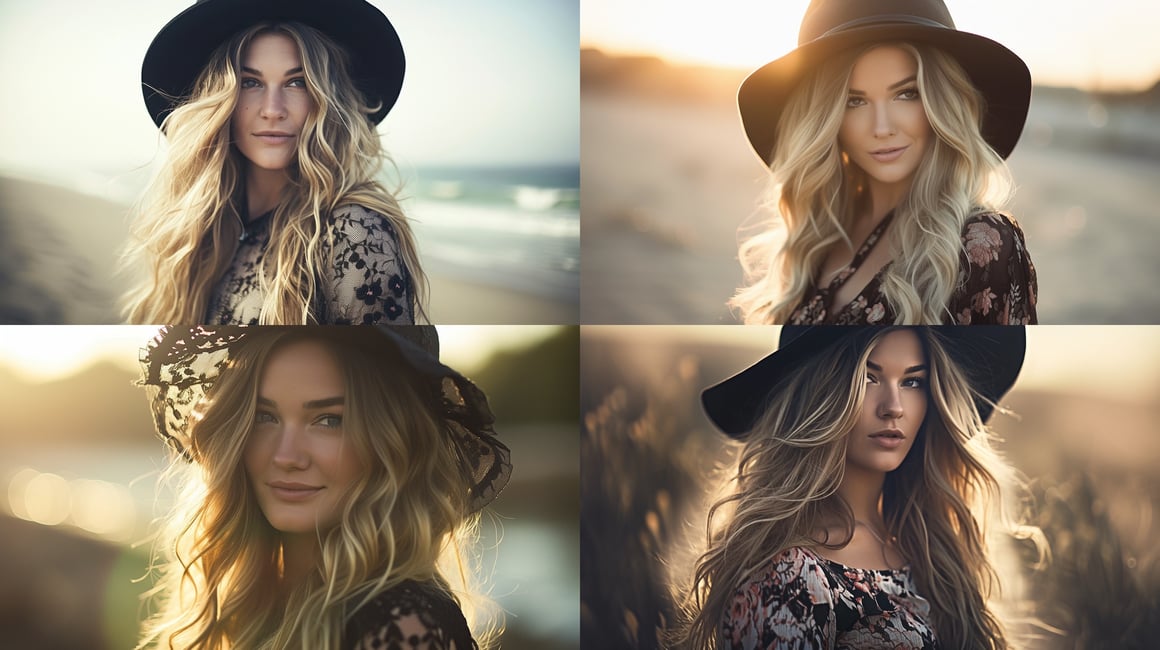 Cinematic Portrait: Blonde Beauty in Beach Hat
