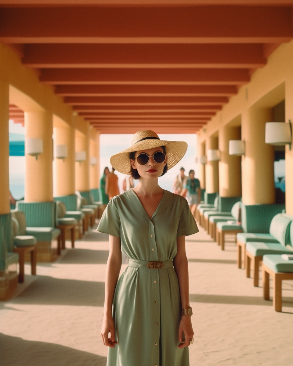 Artistic Exploration of Supermodel Glam and Cinematographic Symmetry