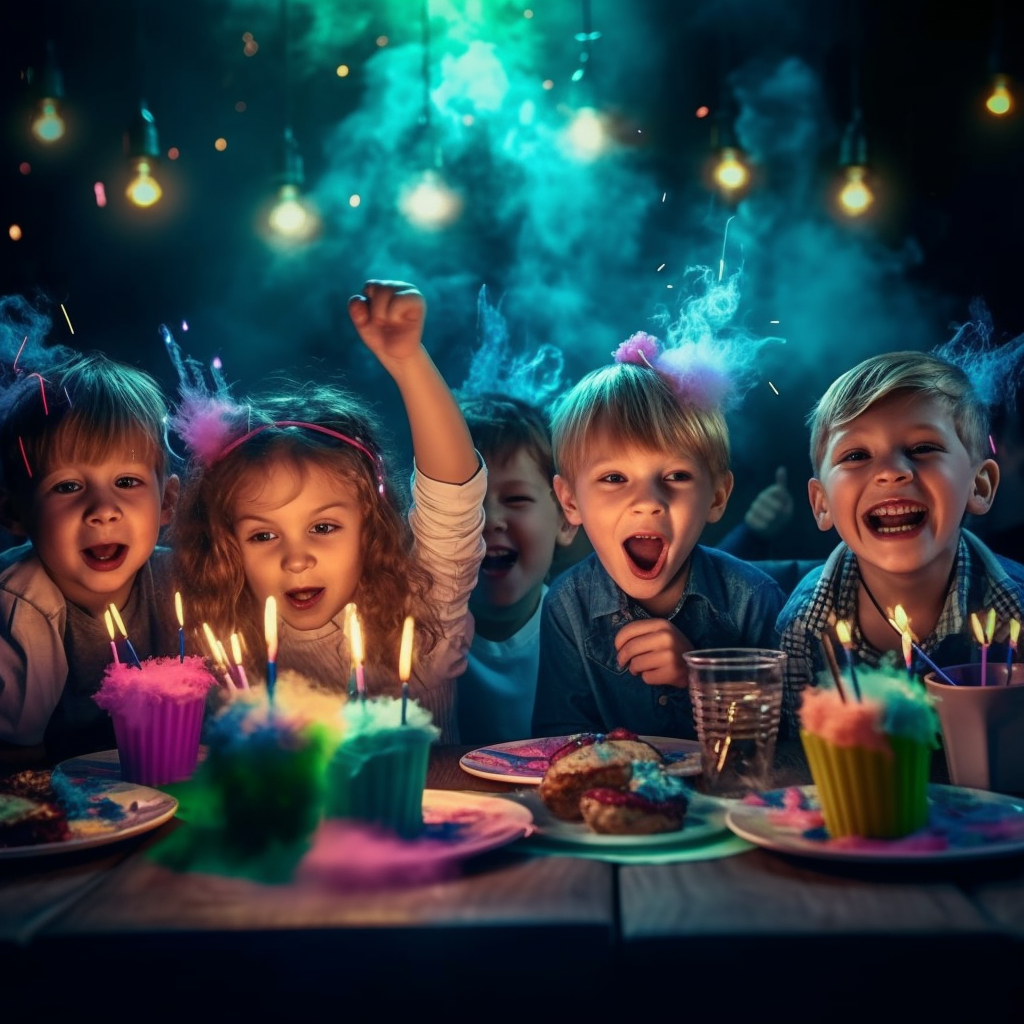 Neon Birthday Bash: A Mid-Journey Snapshot in Hyper-Realism