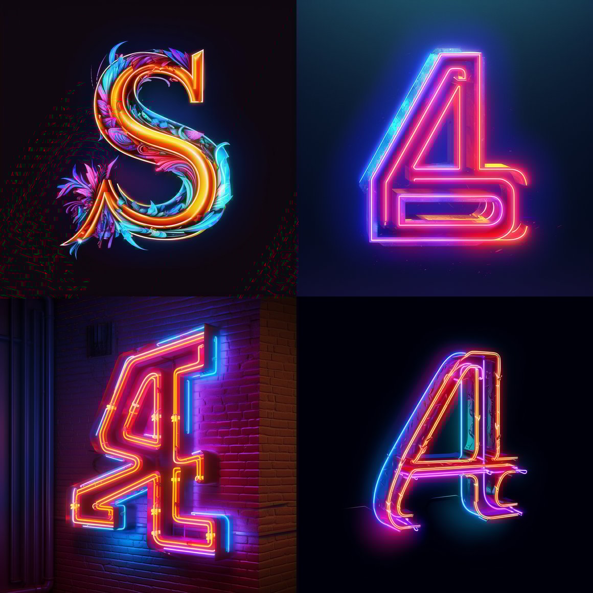 Cinematic Neon Logo Design with S,B,P