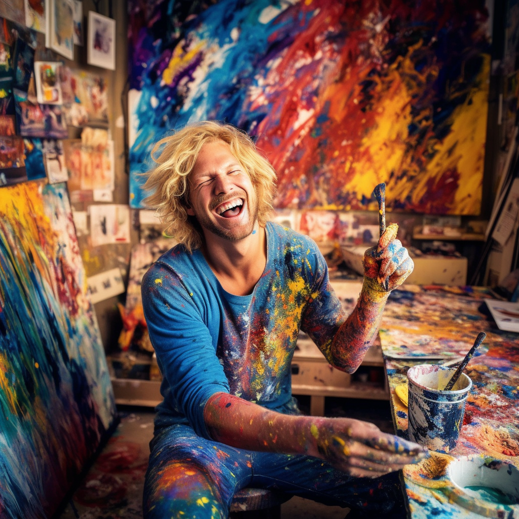 Artist's Bliss: A Candid Snapshot of Creative Journey