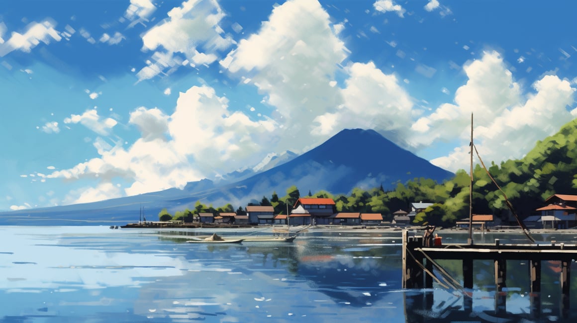 Summer Skies: A Mid-Journey Glimpse of a Japanese Port Town
