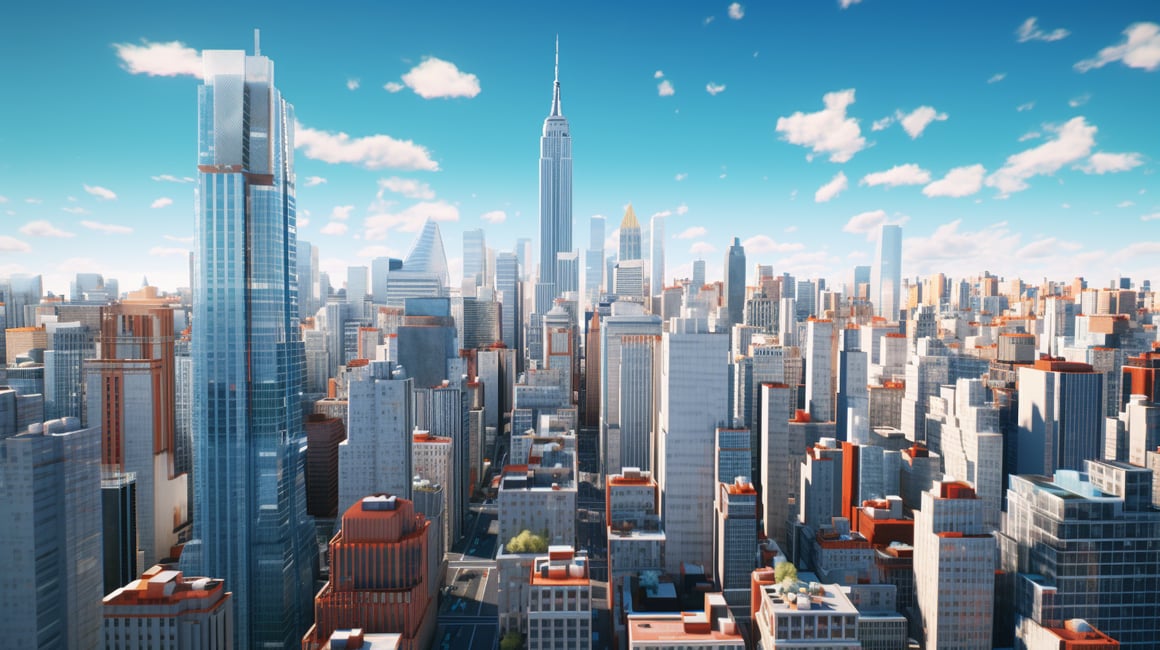 Arial View of 3D Rendered New York City Game Design