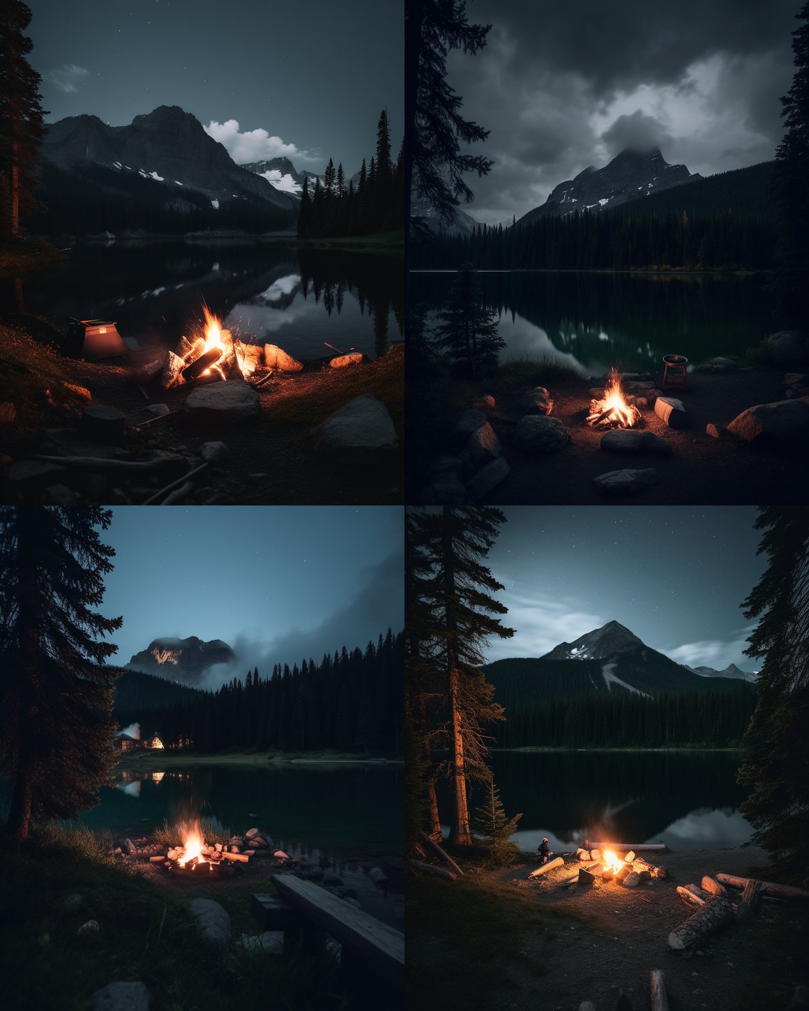 Midnight Camping by the Lakeside