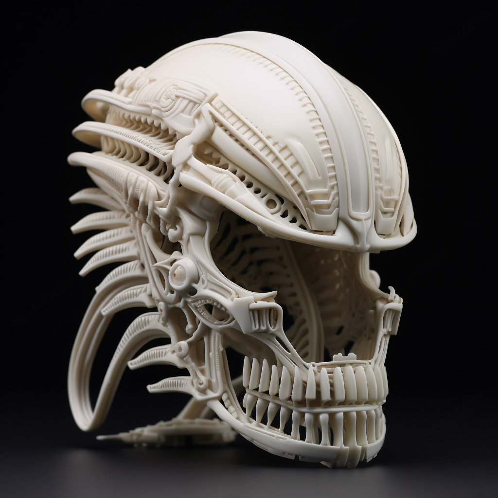 Alien-Inspired, Ultra-Detailed 3D Printed American Football Helmet