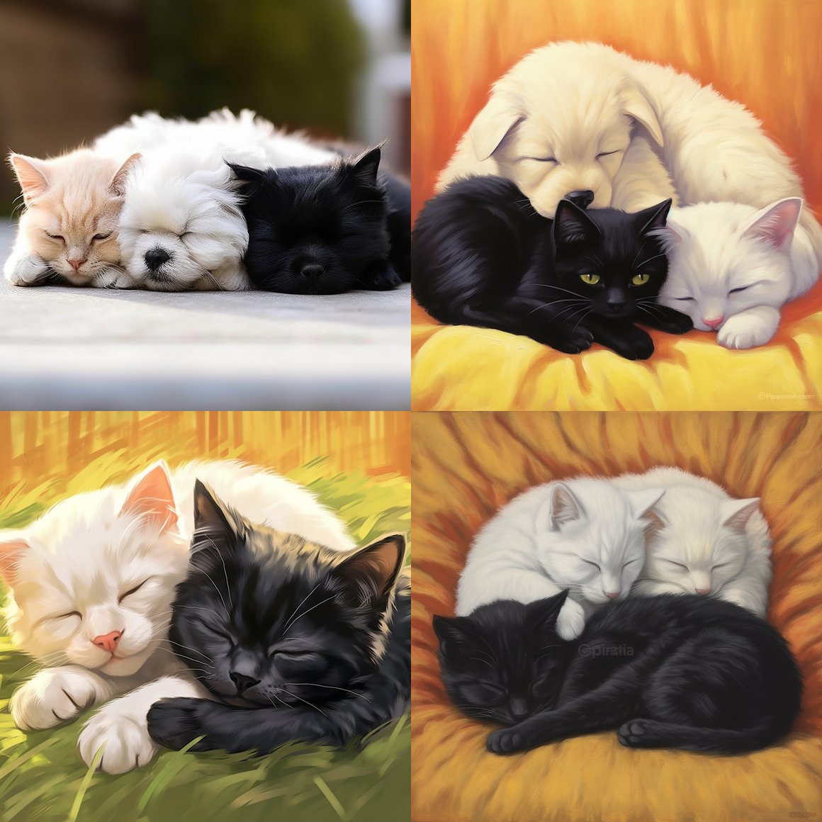 Sunlit Siesta: A Colorful Trio's Midday Nap