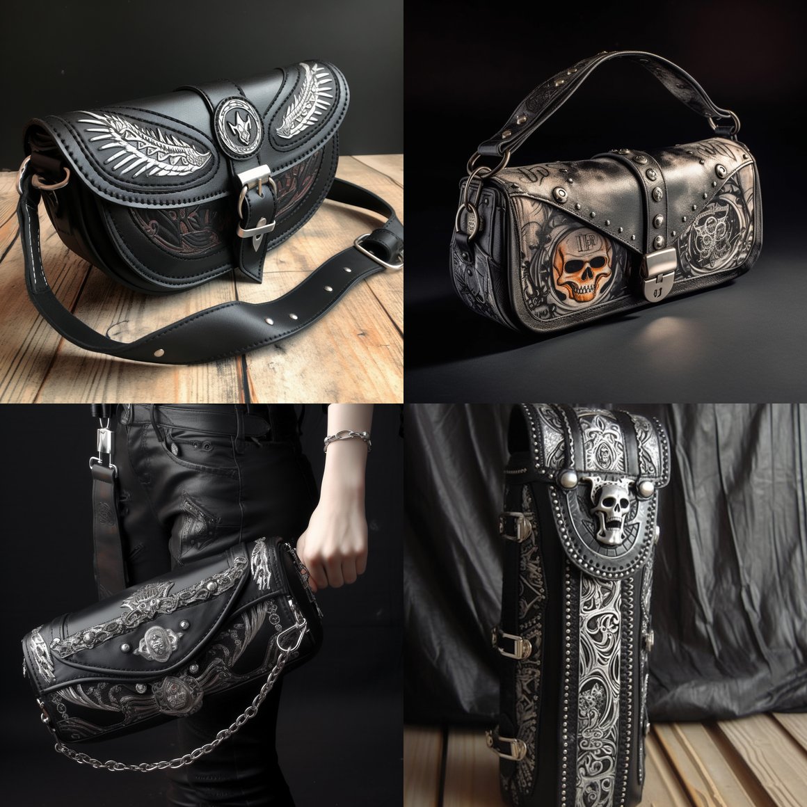 Harley Davidson Baguette Bag V5 Inspired by Biker, Cyber, Tribal, and Rave Influences