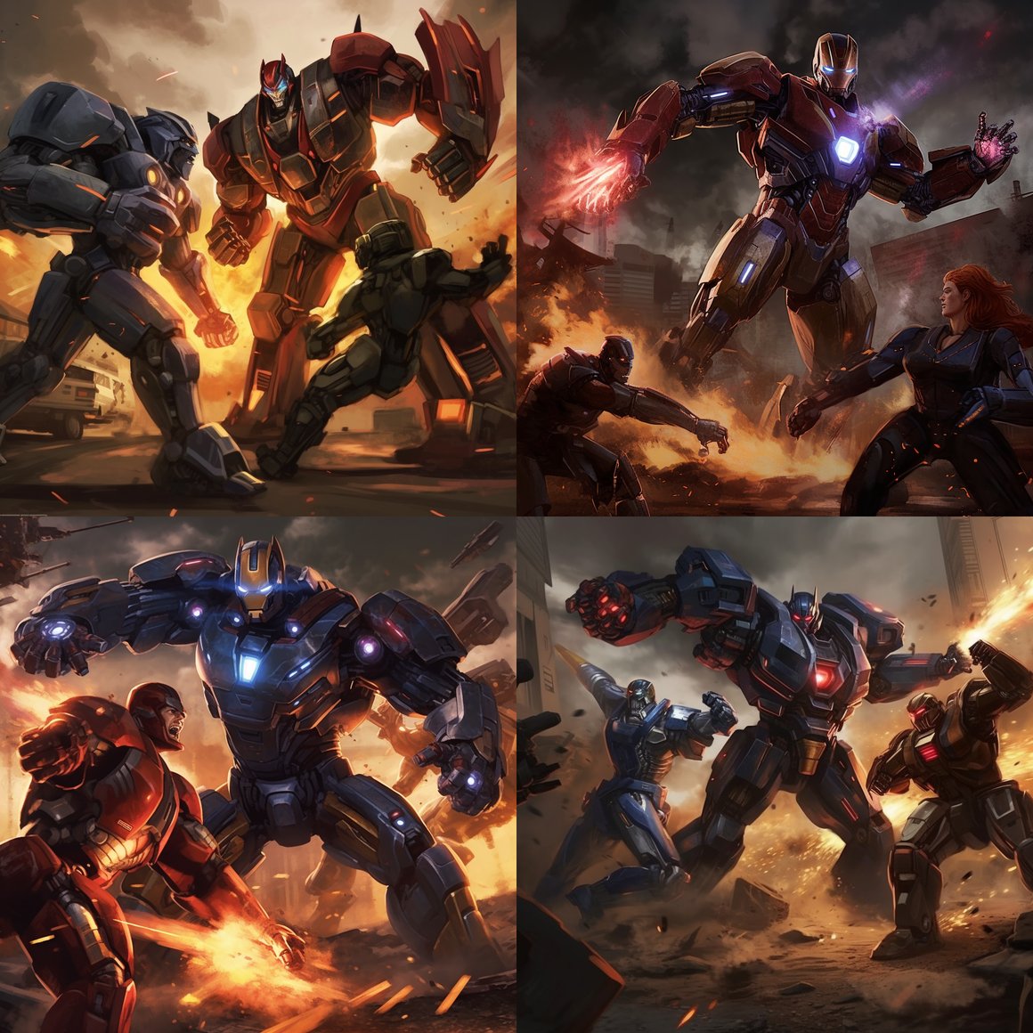 Clash of Titans: Optimus Prime Vs. Ironman and Black Widow