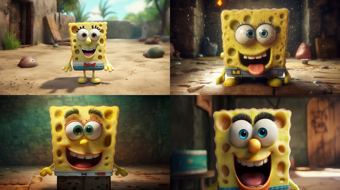 Ultra-Realistic SpongeBob Character Rendering in Unreal Engine 5 Prompt ...