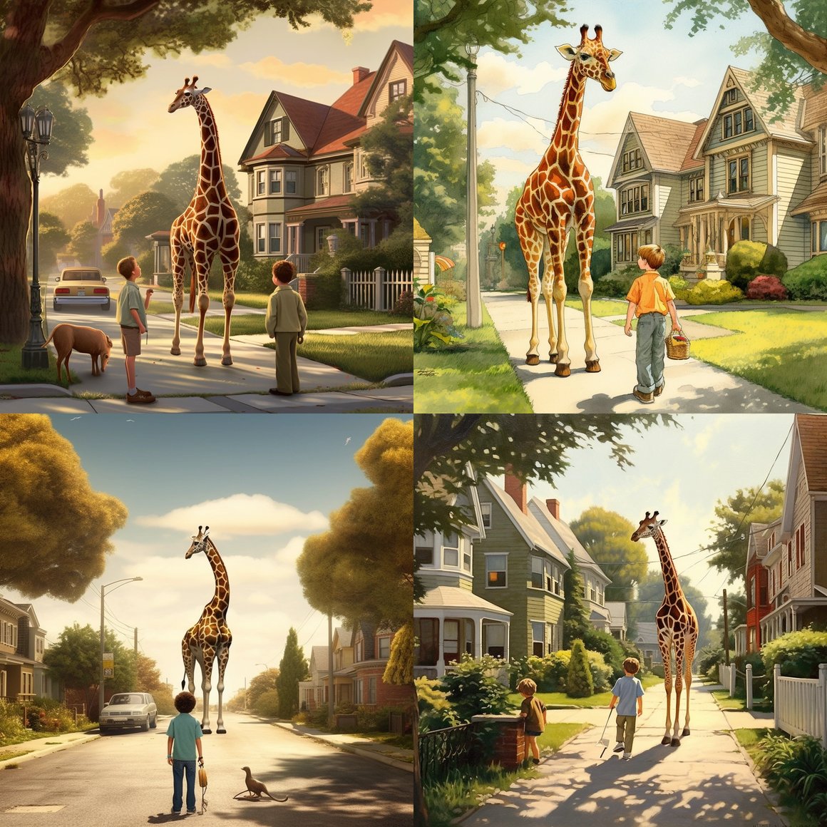 Suburban Serenade: A Boy and His Giraffe