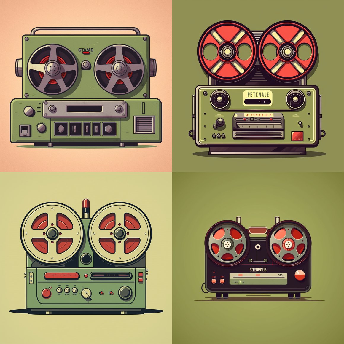 Retro Futuristic Tape Recorder Logo Concept