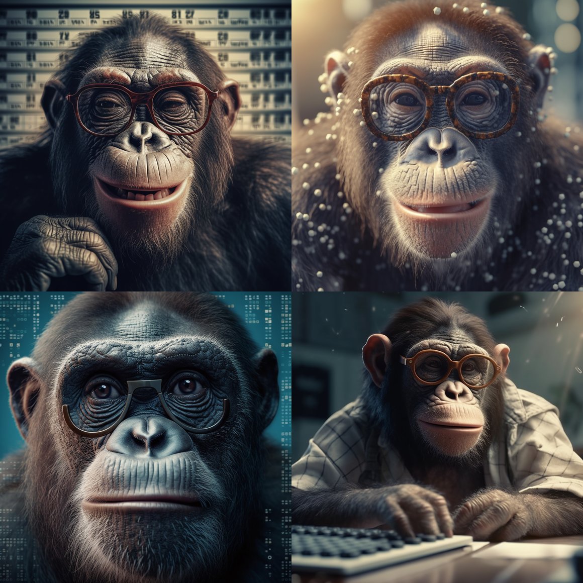 Happy Coding Ape in Vibrant Summer Setting v5 - Stylized 1000