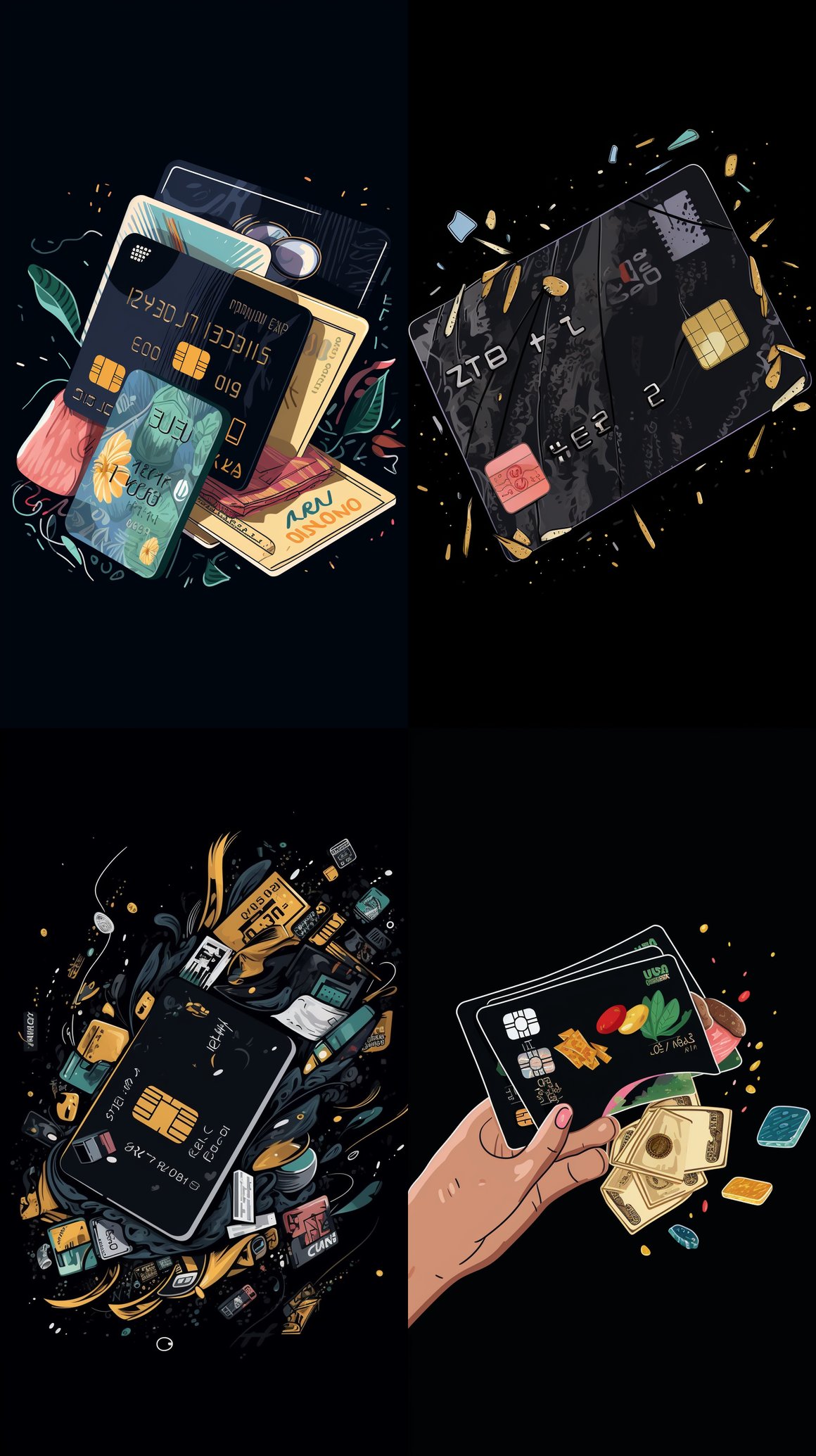 Hand-drawn Editorial Journey of Credit and Cash in Yuasa Style