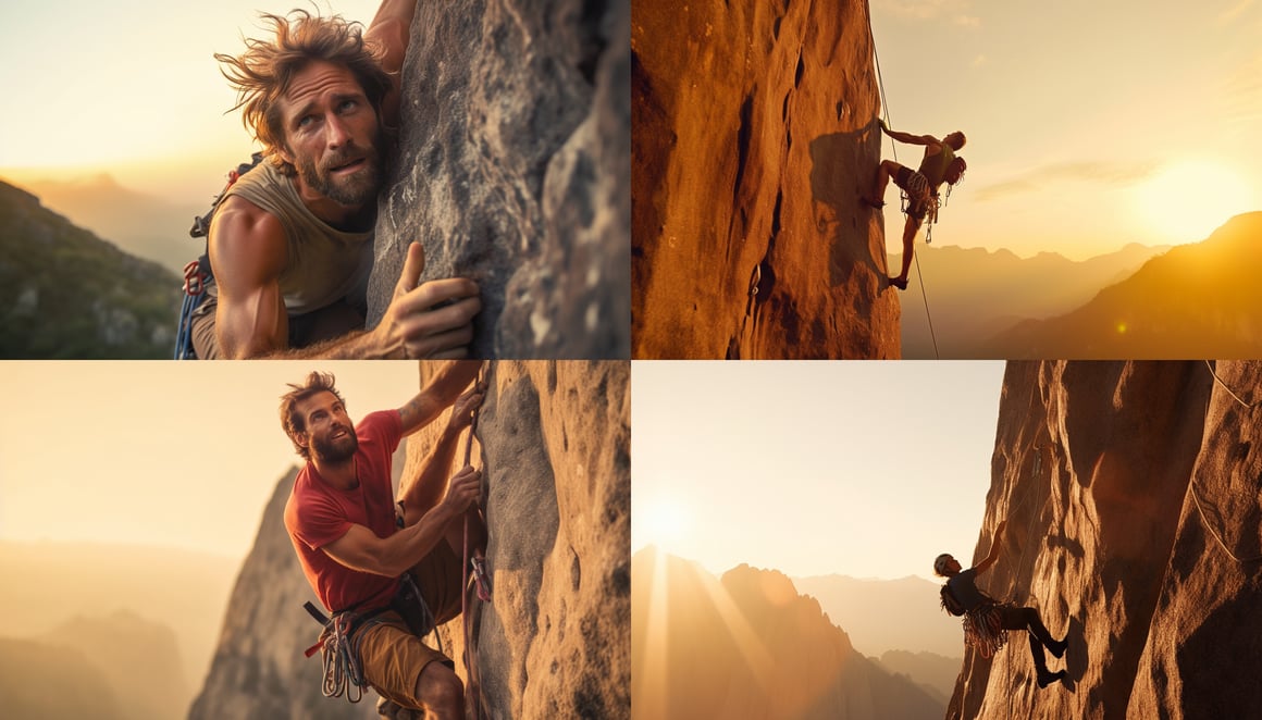 Climber's Golden Hour Ascent