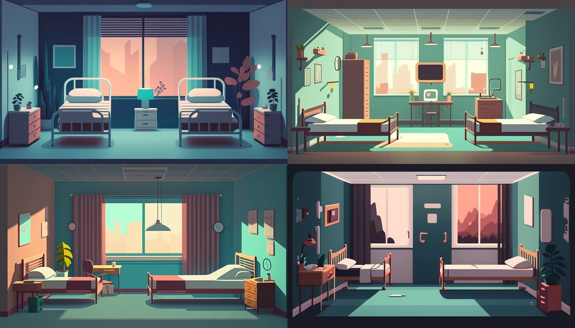 Doctor's Perspective in a Stylized Hospital Room