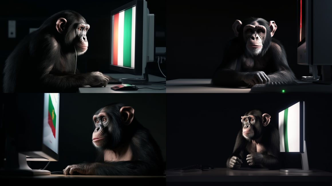 Chimpanzee in a Futuristic Italian Datacenter
