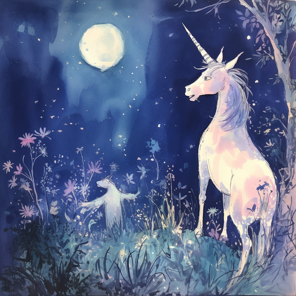 Midnight Enchantment: Unicorn Meets Cat in Moonlit Amnesty