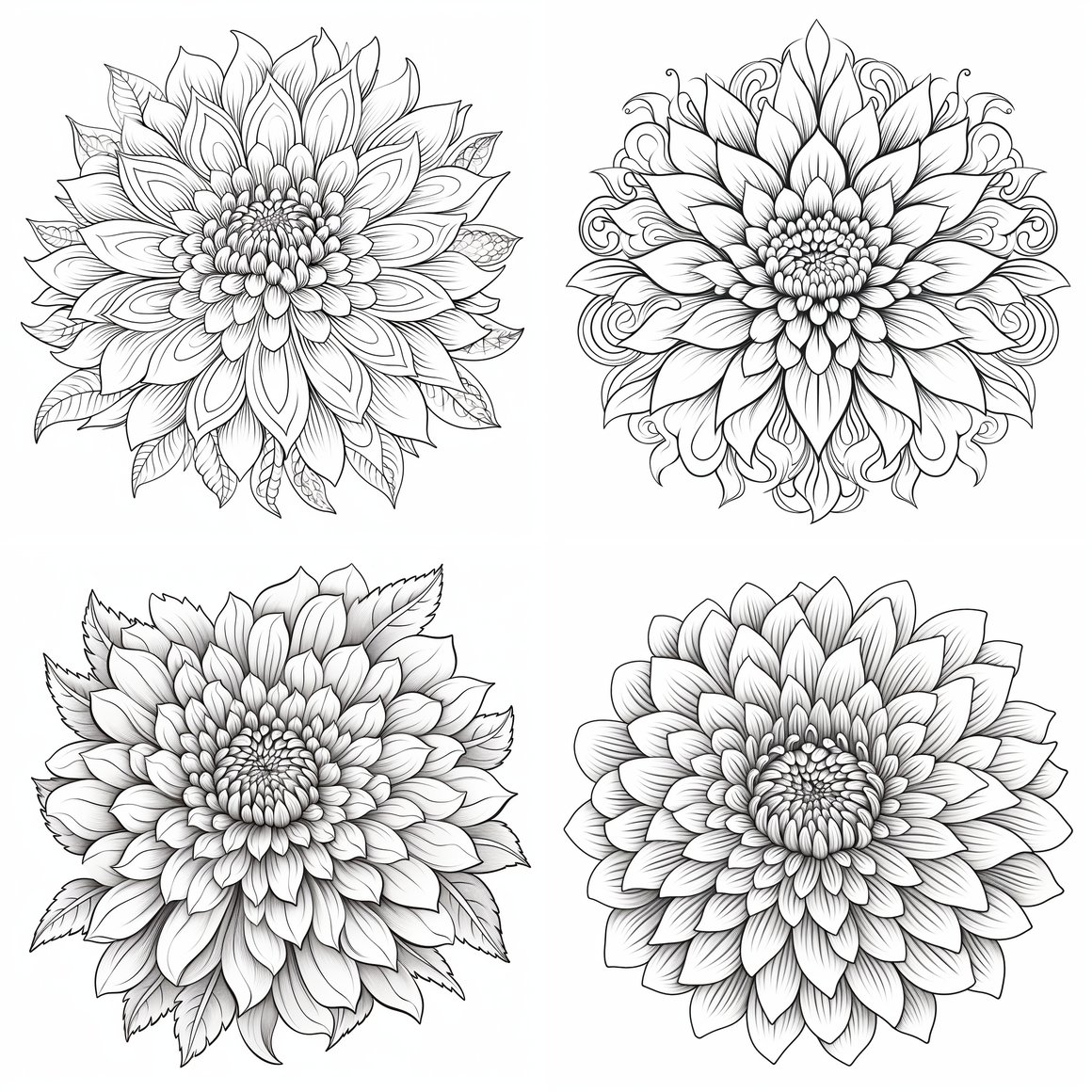 Chrysanthemum Flower Adult Coloring Page