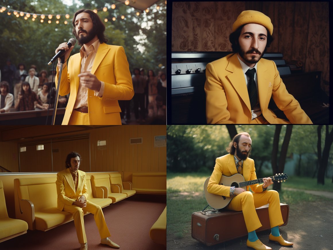 A Turkish Singer's Mid-Performance Moment in Wes Anderson Aesthetics