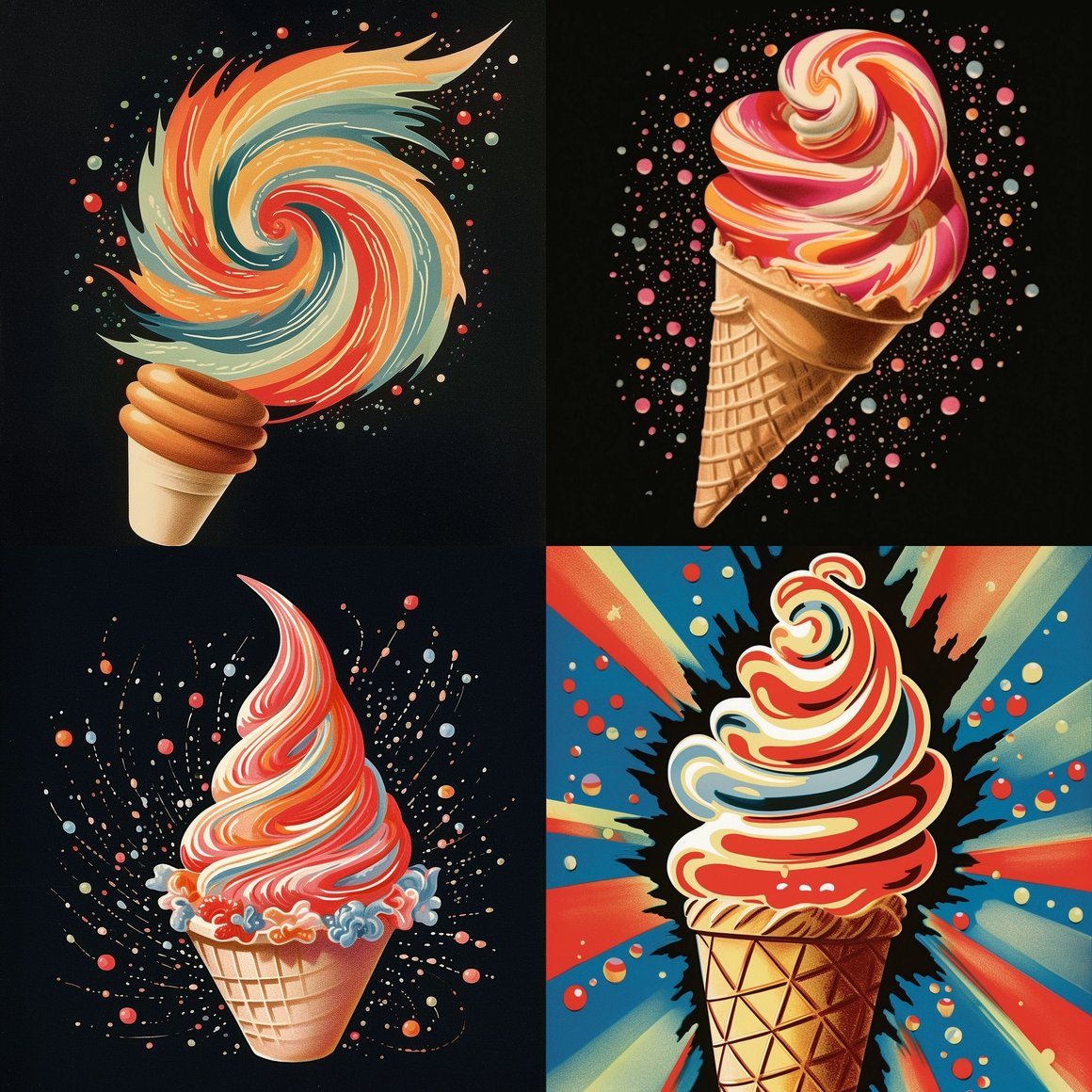 Retro Illustrated Ice Cream Delight