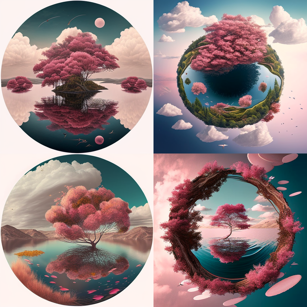 A Glimpse of the Pink-Leafed Tree by the Lake