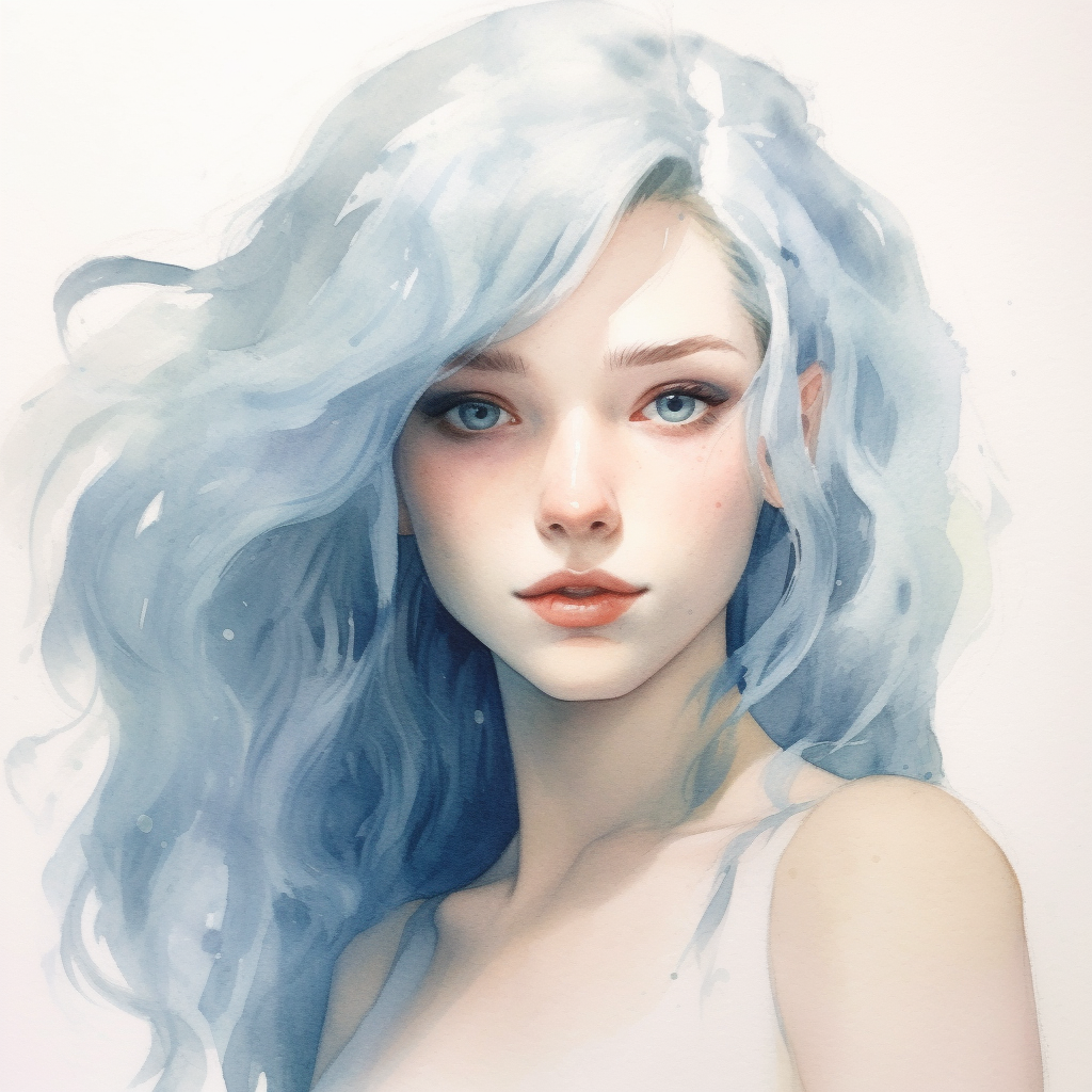Midnight Blue: A Young Woman's Portrait in Pastel Tones