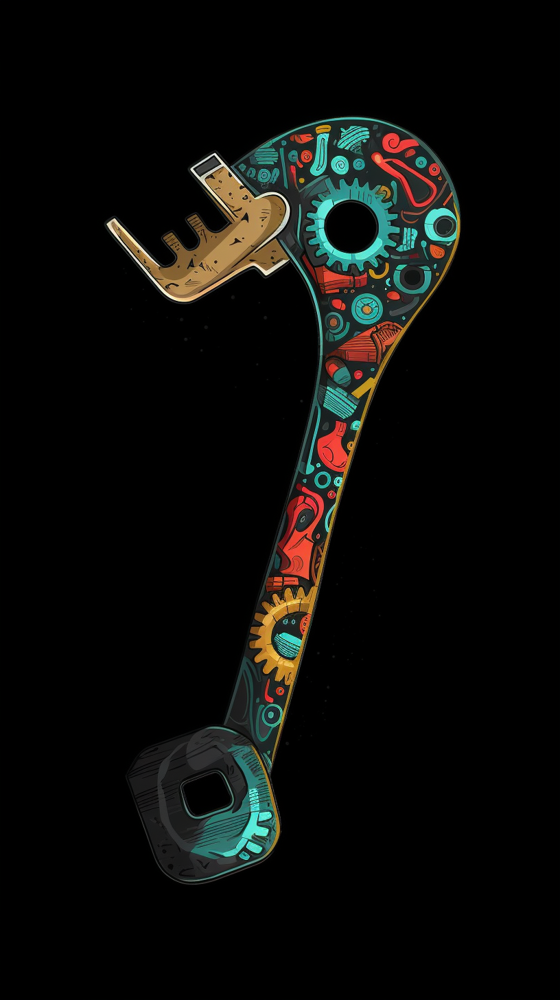 Hand-drawn Masaaki Yuasa Style Wrench Illustration - Mid-journey
