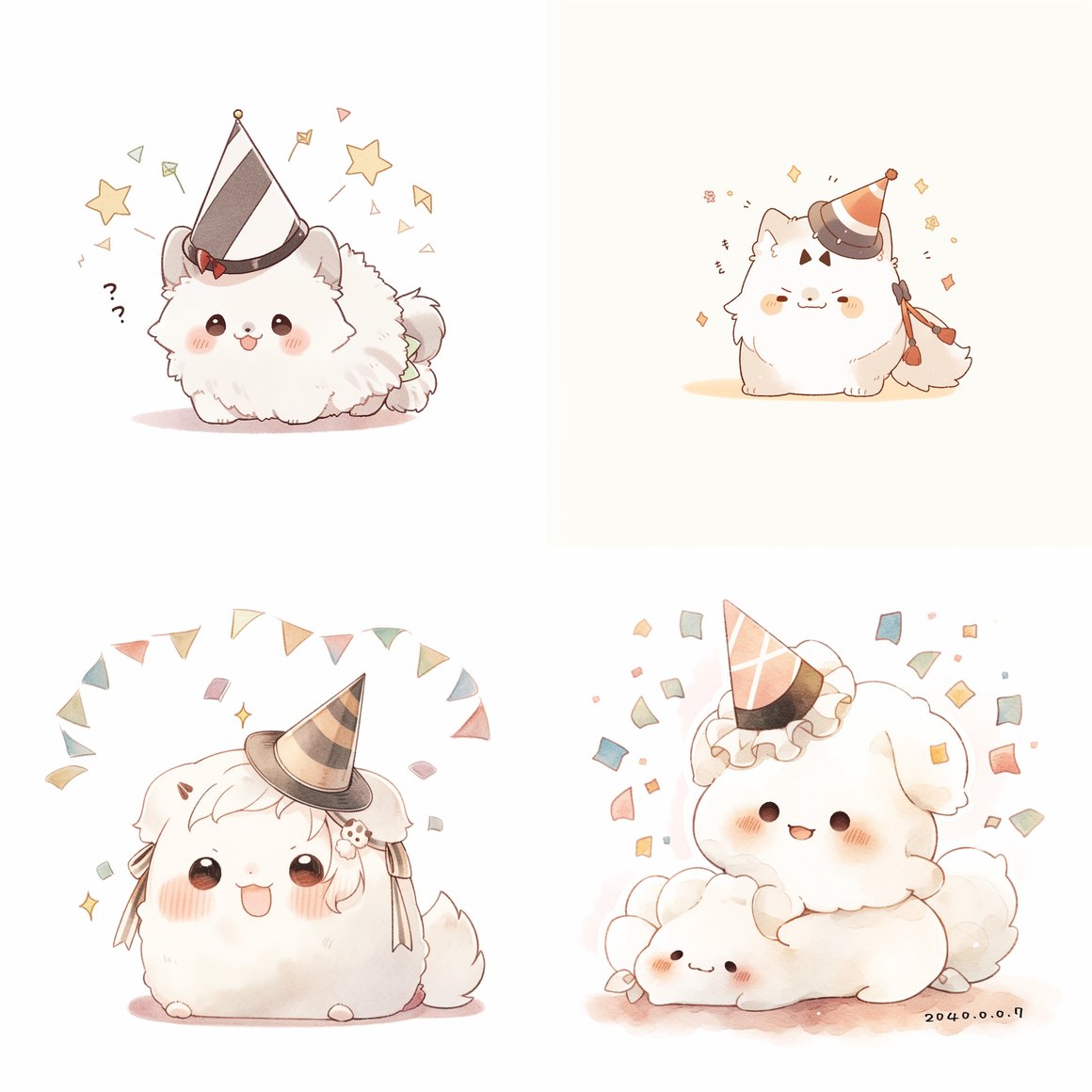 Mid-Trip Cute Maltese Puppy Party Manga Illustration