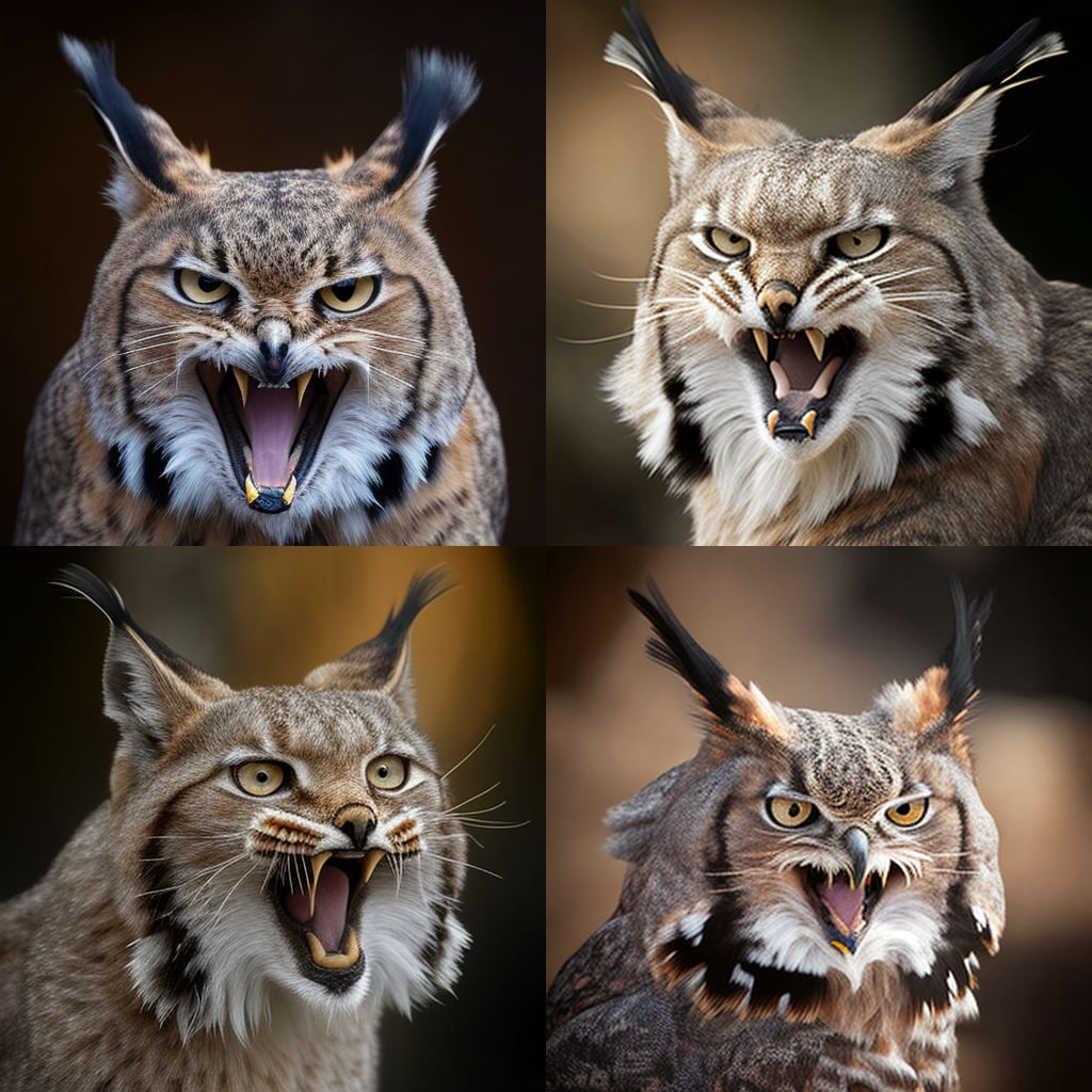 Halfway Transformation from Lynx to Great Horned Owl