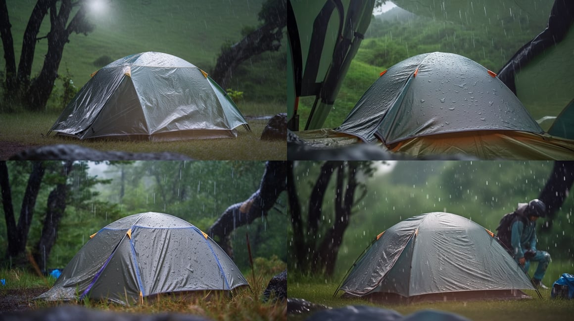 Nature's Serenity: A Rainy Camping Experience