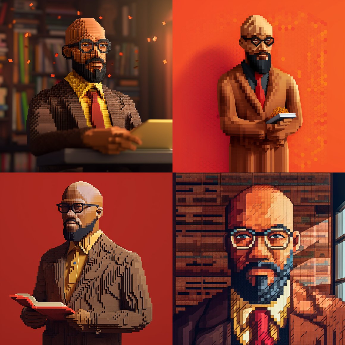 A Stylish African-American Entrepreneur in 3D Pixel Art