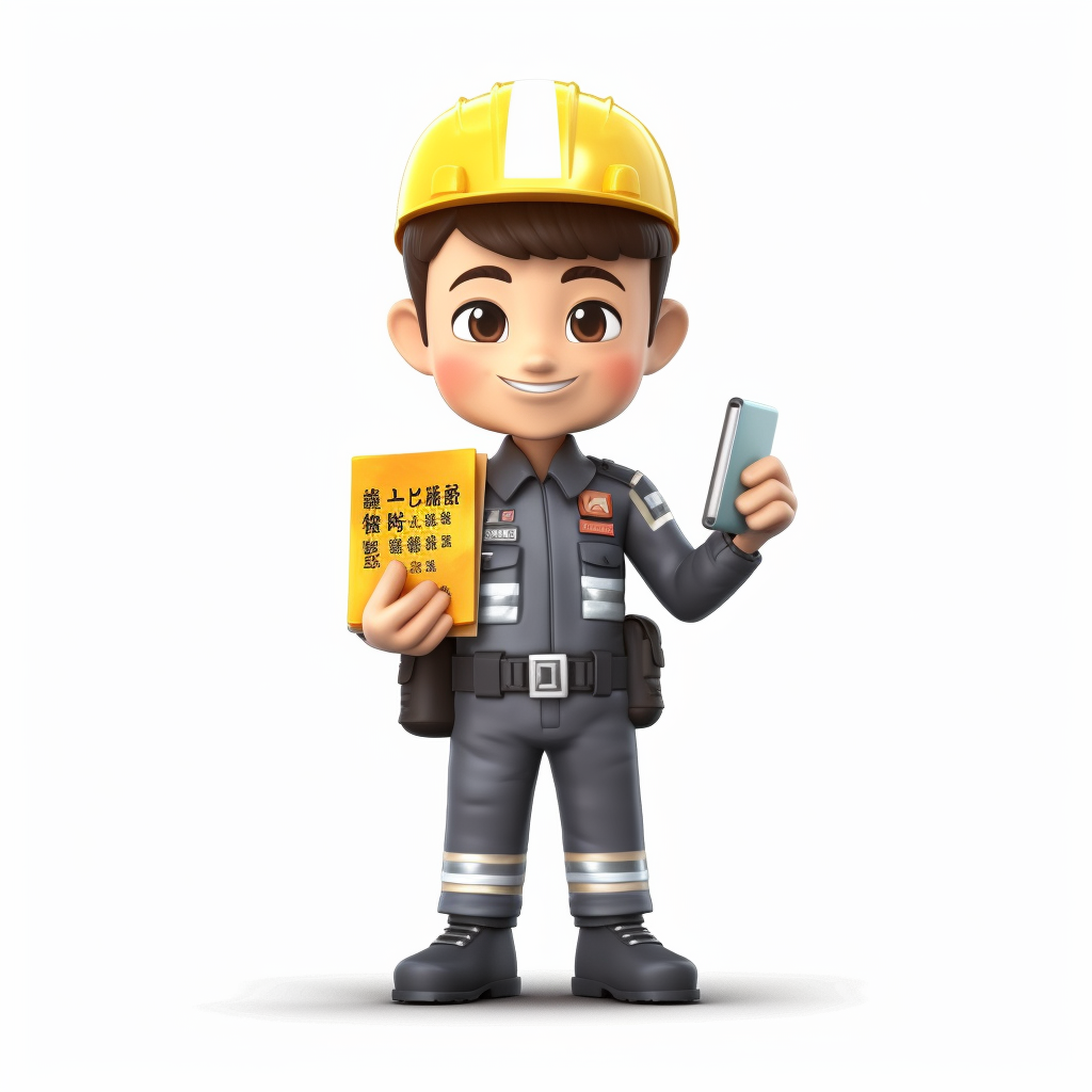 Chinese Power Safety Officer Discussing Safety Protocols Illustration