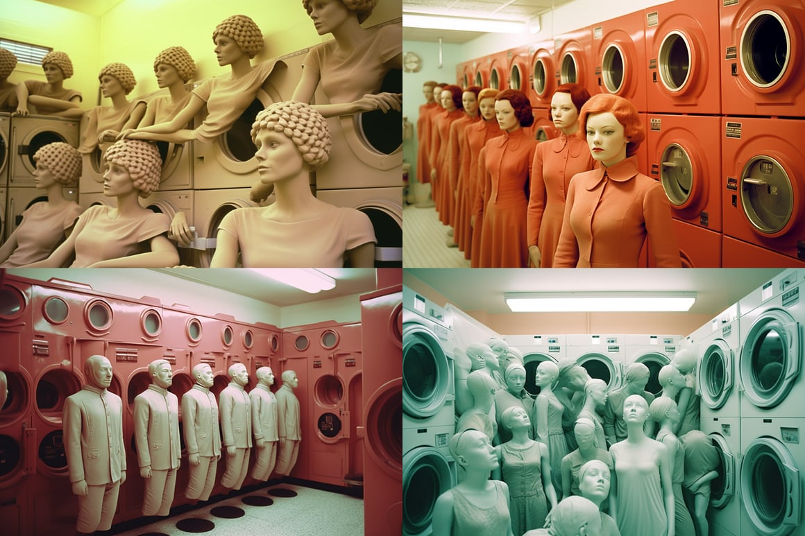 A Surreal Journey through 1980's American Laundromat in Colour and Monochrome