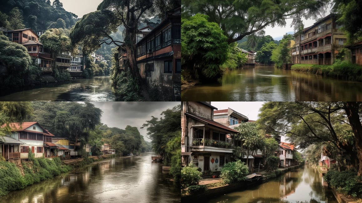 Harmonious Journey Through River-Lined Village