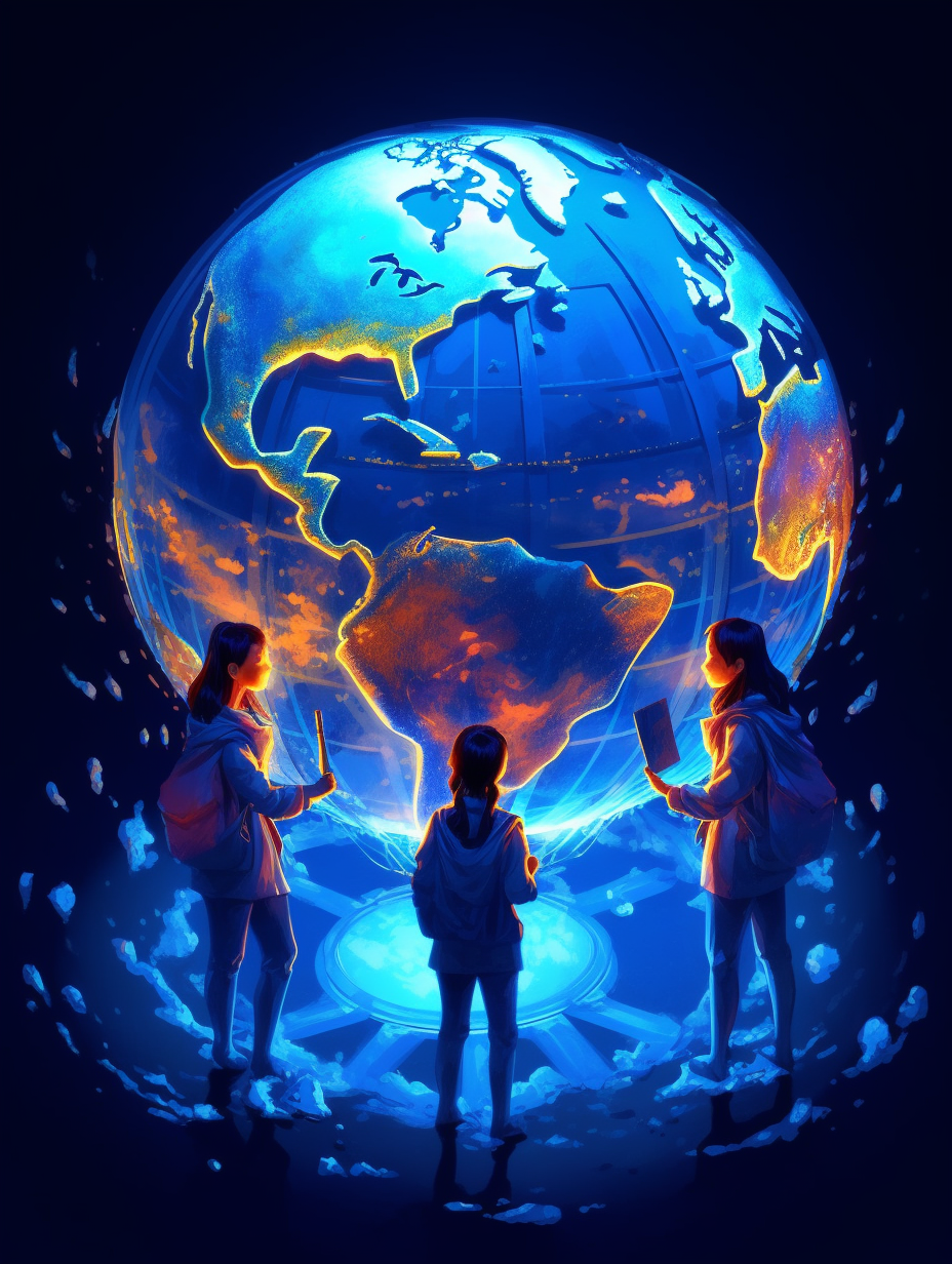 Neon Blue Planet Ritual in Vivid Darkness