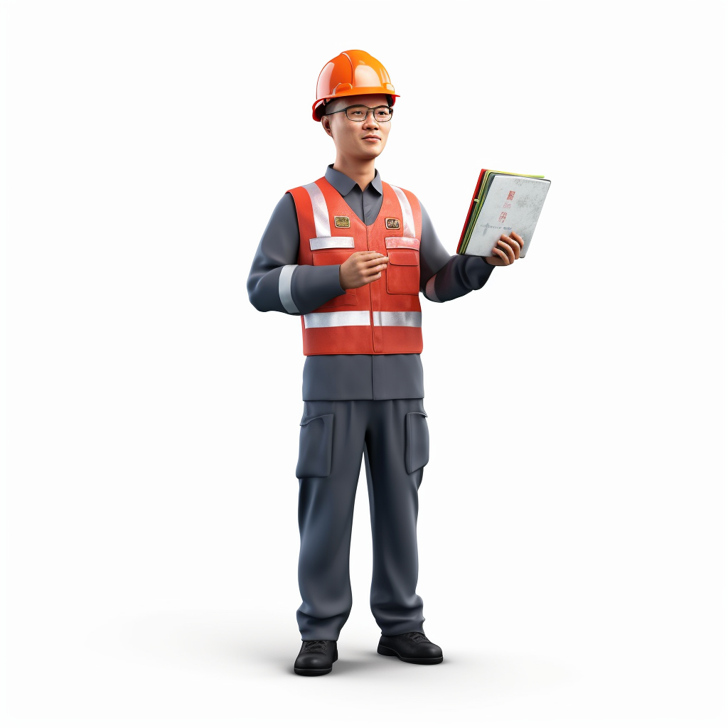 Chinese Power Safety Officer Discussing Safety Protocols Illustration