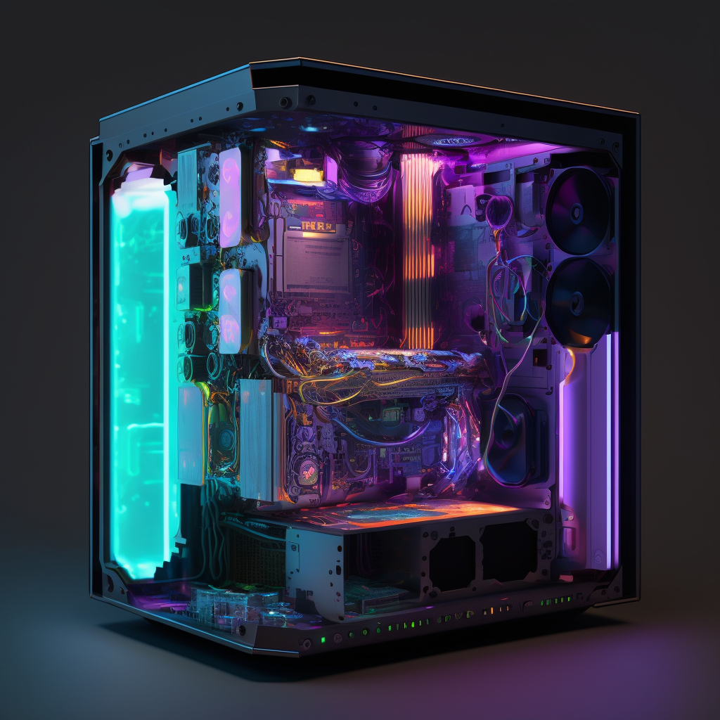 Neon Illumination: A Digital Art Journey Inside a Gaming PC