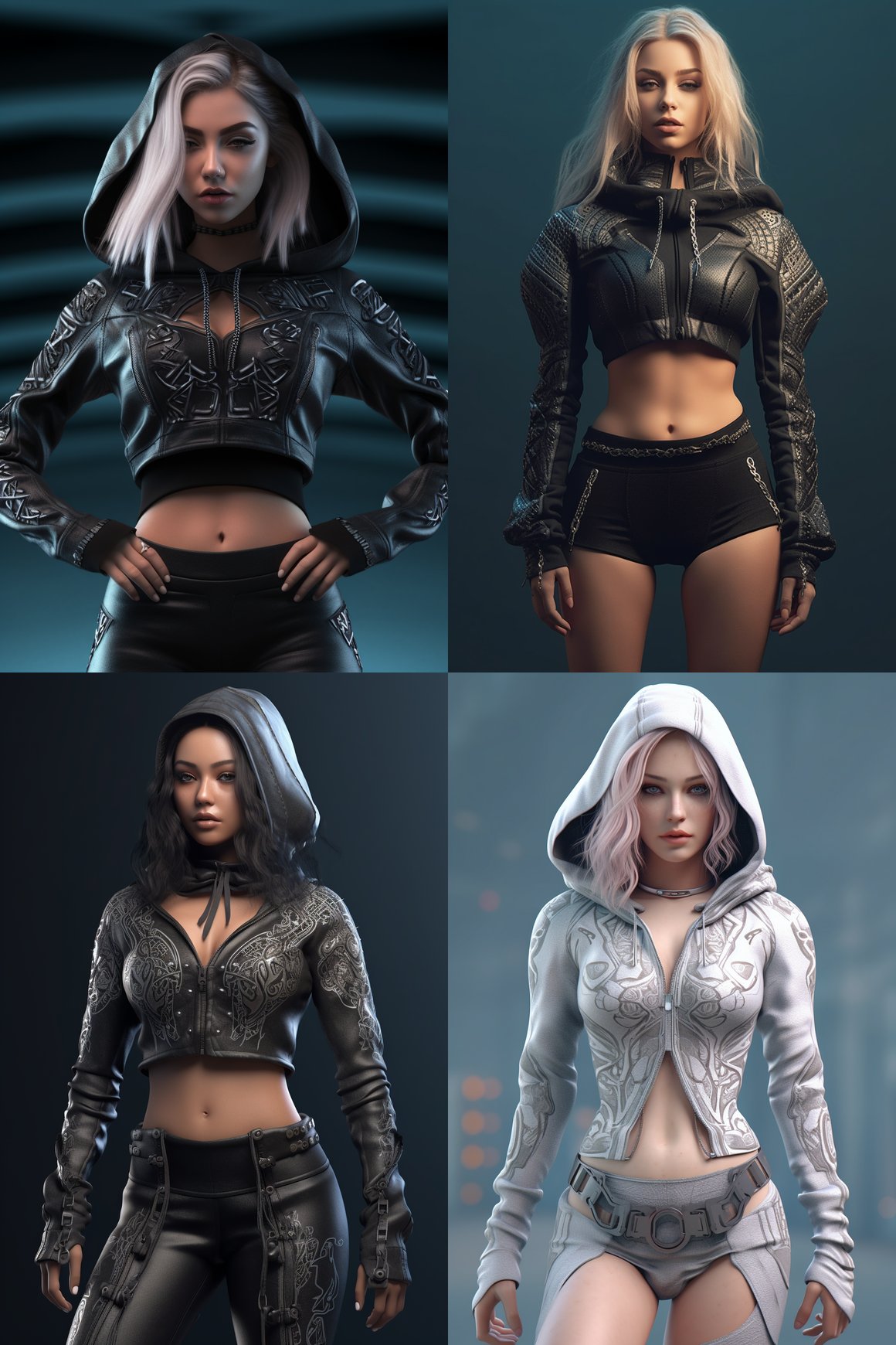 Detailed 3D Render of a Girl in Leather and Lace
