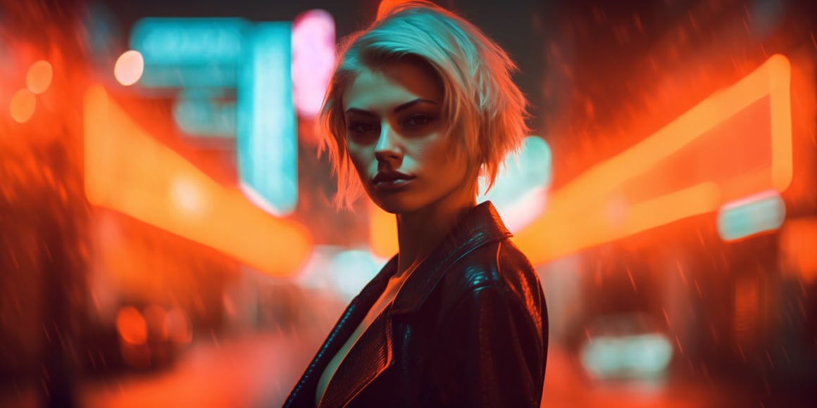 Neon Cybercrime: A Dark Dystopian Journey in Film Noir