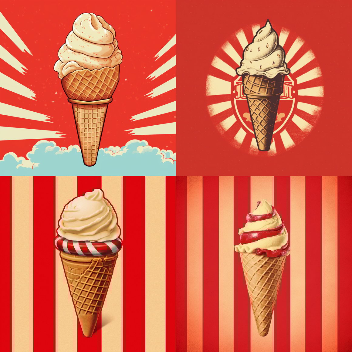 Retro Sweet Treat: Mid-Journey Ice Cream Cone